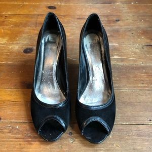 Black peep toe heels